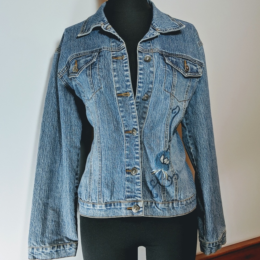 Adolfo Jeans Embroidered Jean Jacket Size M